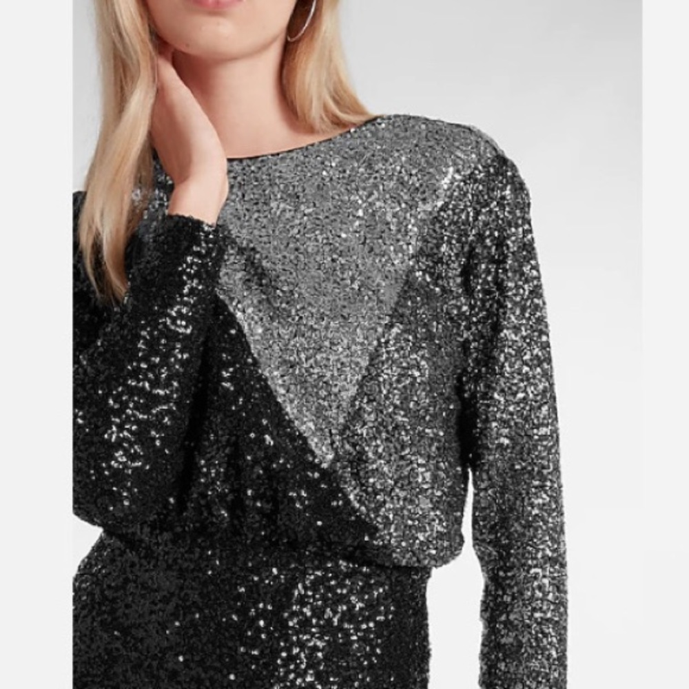 Express Color Block Sequin Strong Shoulder Mini D… - image 5